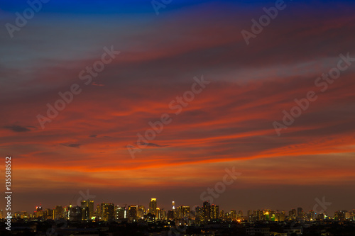 Sunset of colorful sky reflection on water