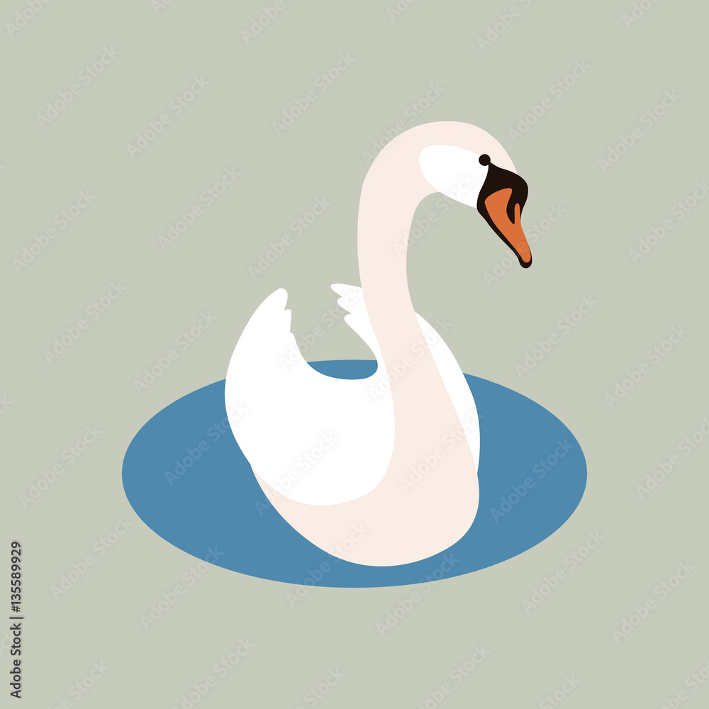 Naklejka premium swan vector illustration style Flat