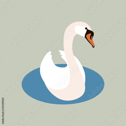 swan vector illustration style Flat