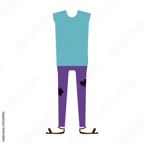 color silhouette with male clothing pijama vector illustration