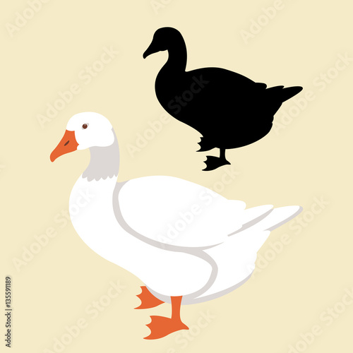 goose vector illustration style Flat silhouette