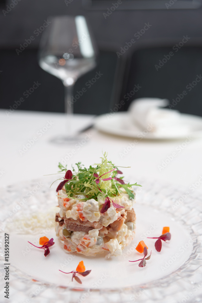 Russian salad cooked in modern way Russian salad cooked in modern way
