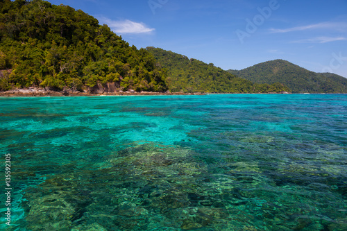 A clear water of ocean beside island in Tropicana under clear sky located south of thailand © pattierstock