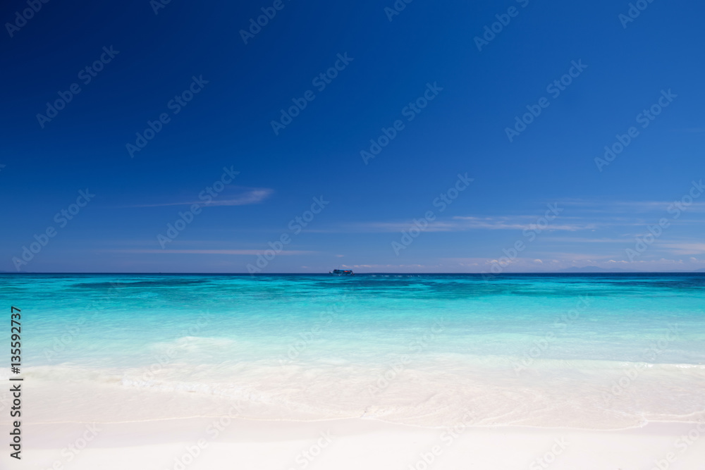 White sand beach at ocean in Tropicana with clear sky 