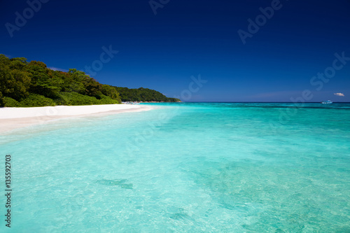 White sand beach at ocean in Tropicana with clear sky  © pattierstock