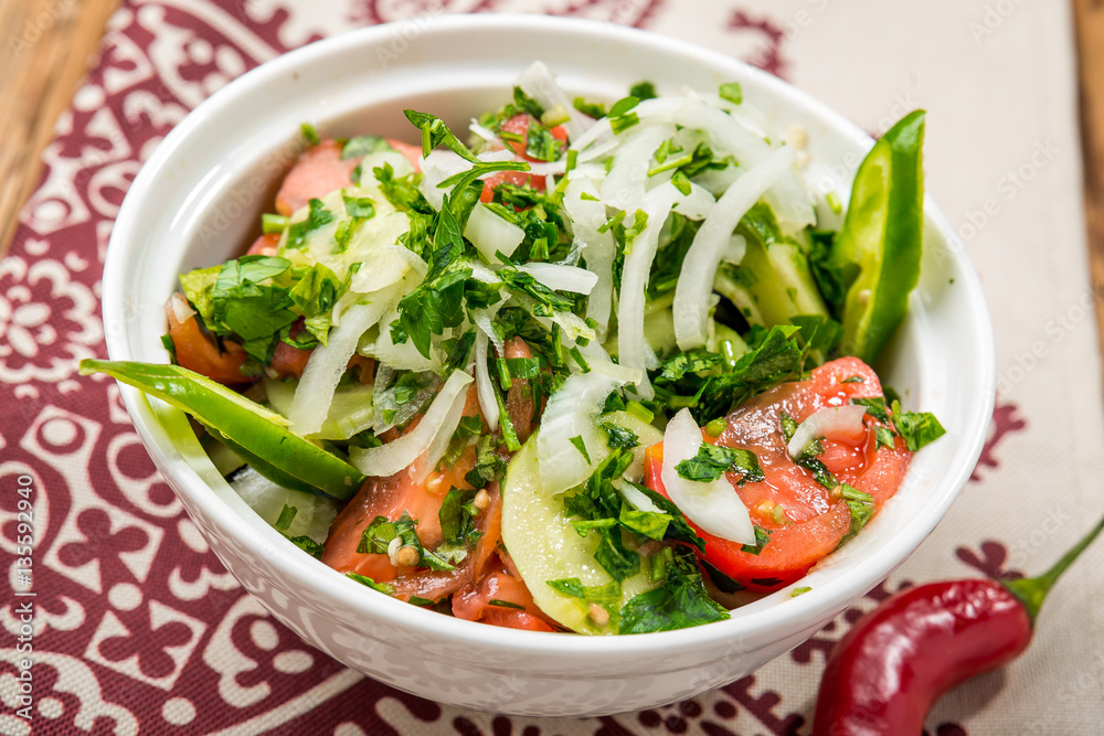 Salad with tomatoes and cucumbers