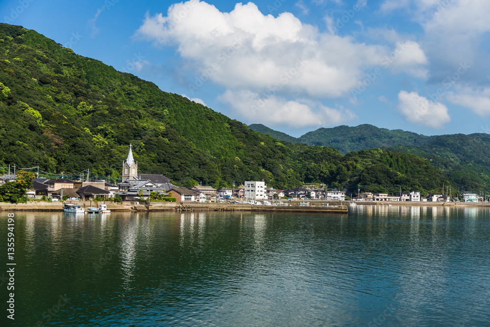 Fototapeta premium Sakitsu Church and blue sky in Amakusa , Kyushu, Japan