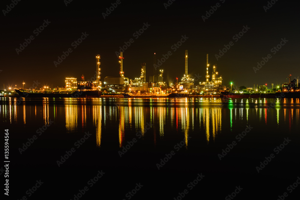 Bangchak Petroleum's oil refinery reflection in the Chao Phraya