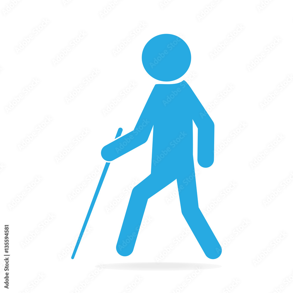 Blind man with stick icon symbol illustration Blind man with stick icon symbol illustration
