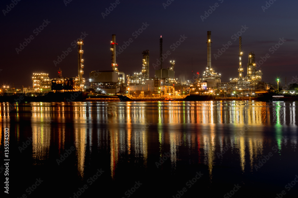 Bangchak Petroleum's oil refinery, beside the Chao Phraya River,