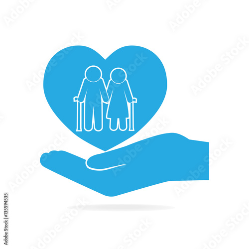 Elderly couple and heart icon