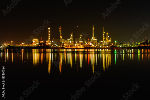 Bangchak Petroleum s oil refinery reflection in the Chao Phraya