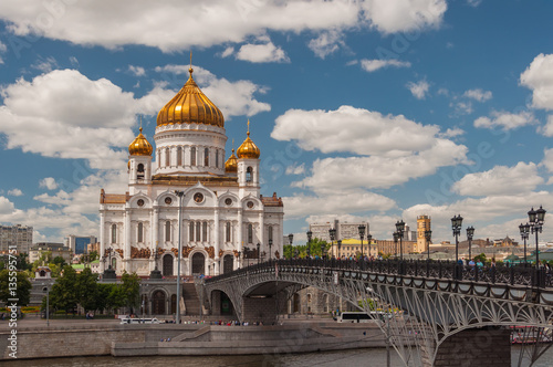 Patriarshy Bridge and The Cathedral of Christ the Saviour in Moscow,