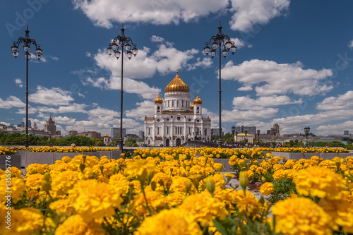 Patriarshy Bridge and The Cathedral of Christ the Saviour in Moscow,