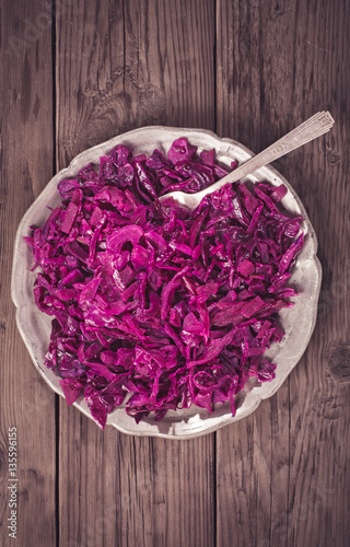German red cabbage on plate above