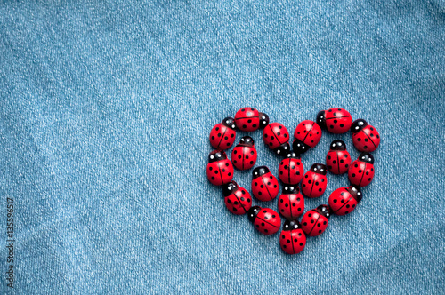 Canvas Print A group of wooden ladybugs
