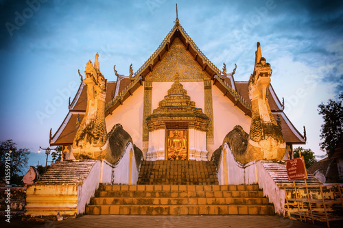 Wat Phumin or Wat Phumin Temple Attractions of Nan Province, Thailand. Painting the walls that tourists like to visit. photo