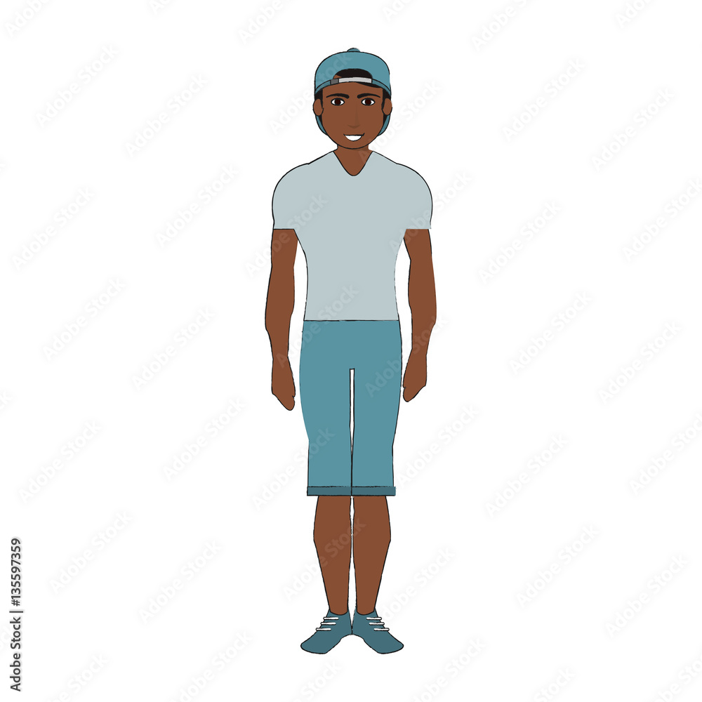 man wearing casual clothes  over white background. colorful design. vector illustration