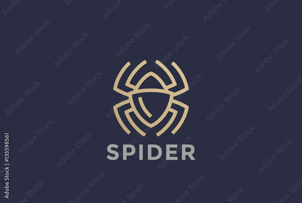 Spider Logo design vector Linear. Dangerous Poison Bugs symbol Spider Logo design vector Linear. Dangerous Poison Bugs symbol