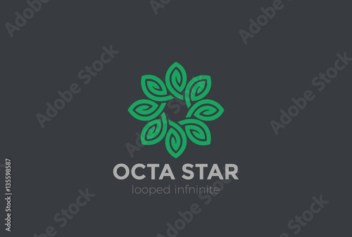 Leaves Star Flower Logo Infinity loop. Eco Natural Organic icon