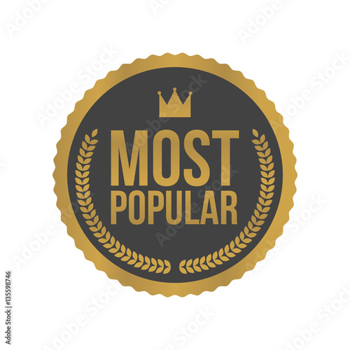 Vector Most Popular Gold Sign, Round Label
