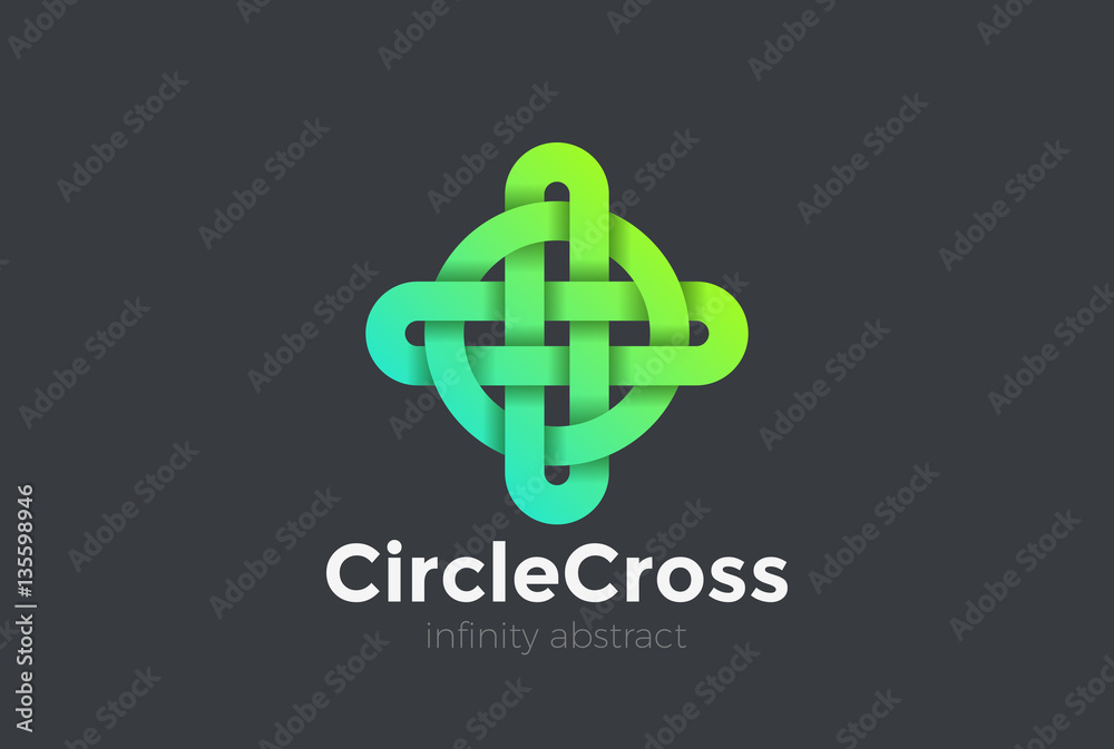 Cross Circle Logo design. Infinity looped pharmacy concept icon Cross Circle Logo design. Infinity looped pharmacy concept icon
