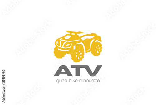 ATV Logo design vector silhouette. Quad bike Logotype icon.