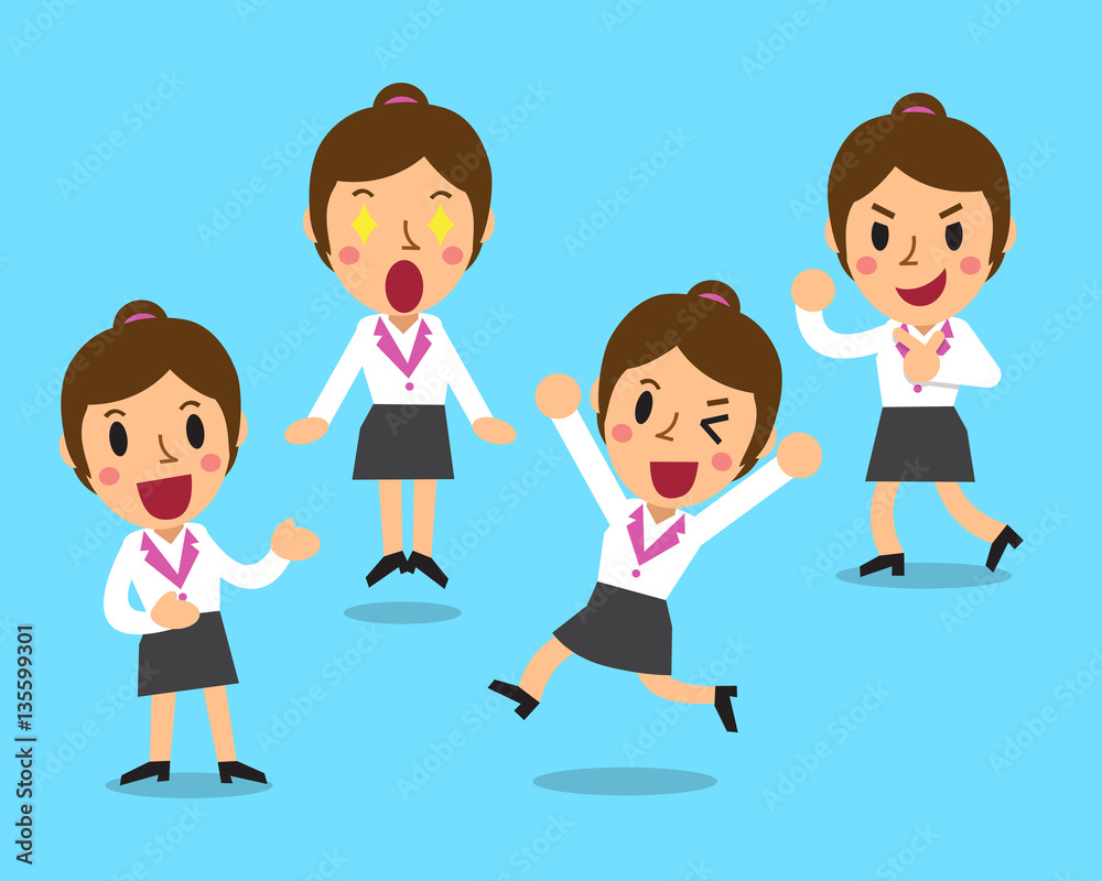 Cartoon businesswoman character poses set Cartoon businesswoman character poses set