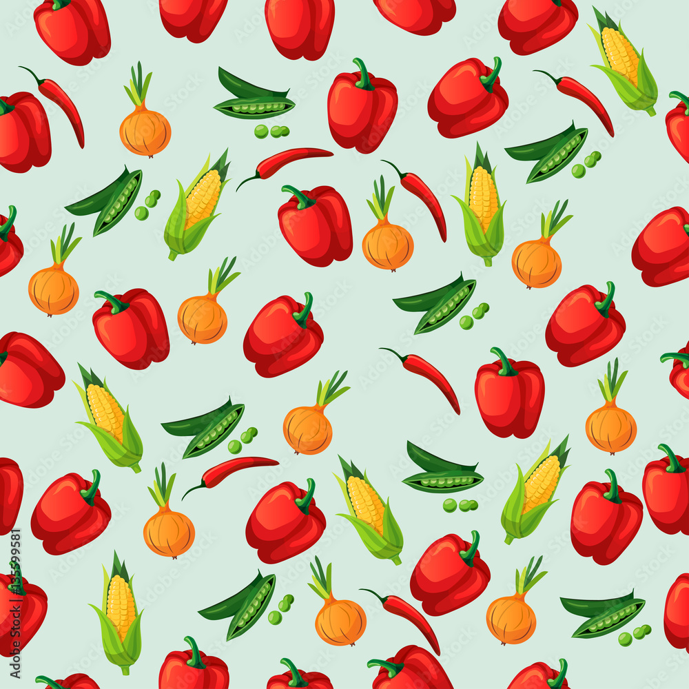 Very high quality original trendy vector seamless pattern with green peas pods and other vegetables Very high quality original trendy vector seamless pattern with green peas pods and other vegetables