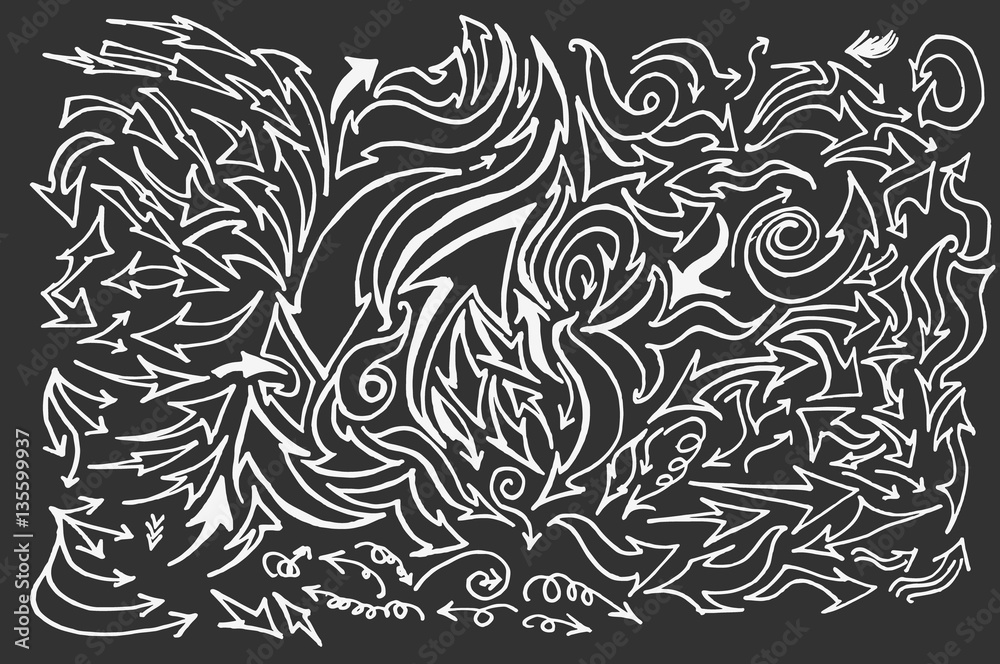 Fototapeta premium arrows doodle set on blackboard