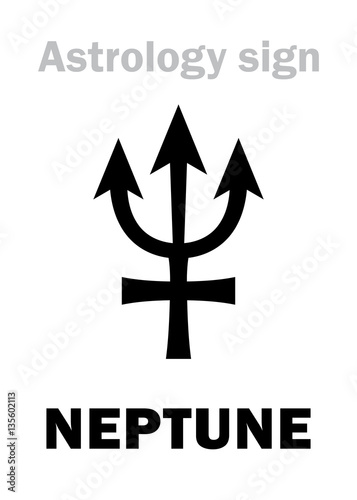 Astrology Alphabet: NEPTUNE, Transsaturn higher global planet. Hieroglyphics character sign (single symbol). photo