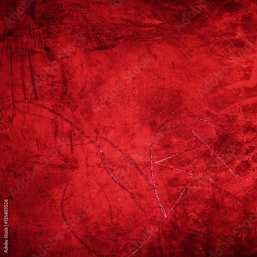 Grunge red background texture close up - Old Grungy red wall.