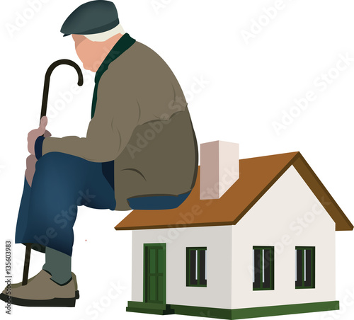 persona anziana pensa e sogna casa famiglia