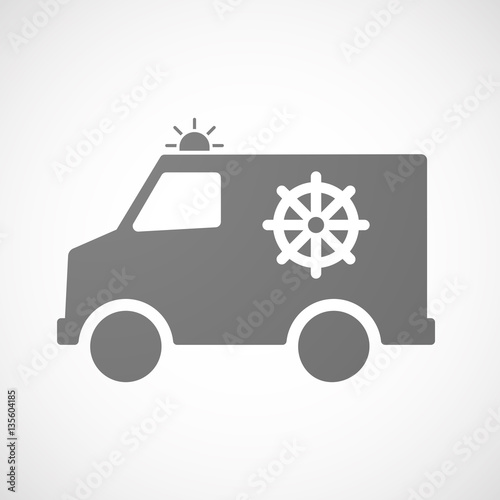 Isolated ambulance with a dharma chakra sign