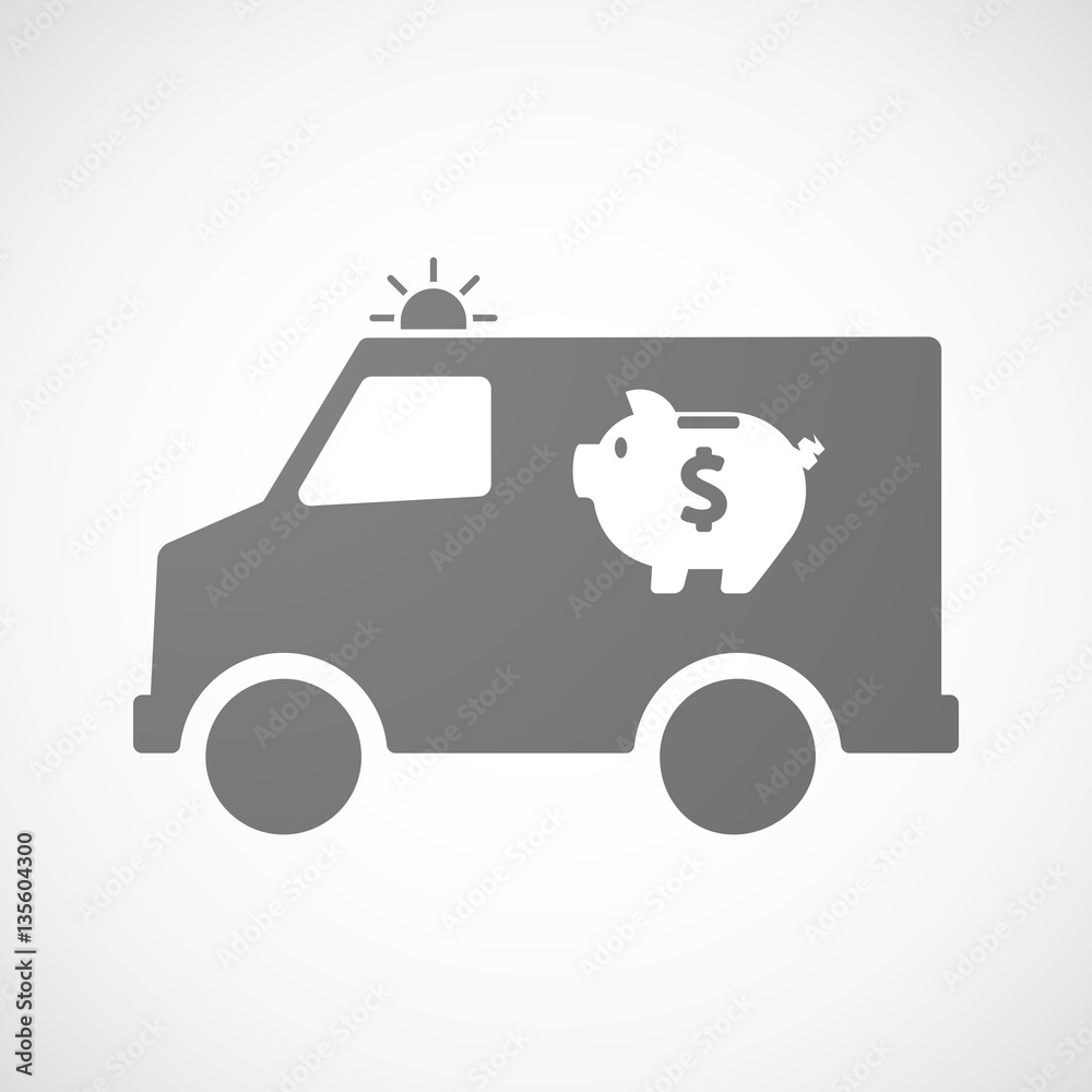 Isolated ambulance with a piggy bank Isolated ambulance with a piggy bank