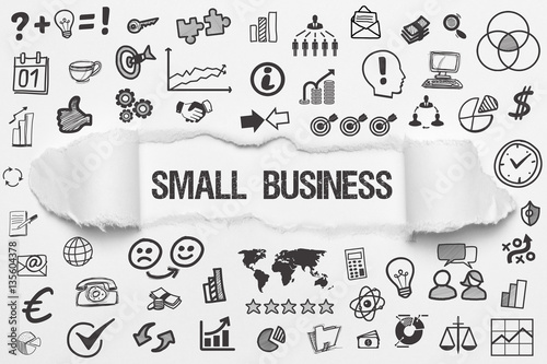 Small Business / weißes Papier mit Symbole