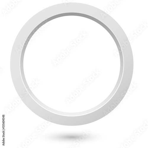 Abstract white 3d ring isolated on white background.