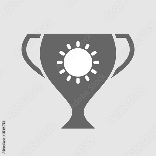 Isolated award cup with a sun
