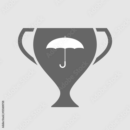 Isolated award cup with an umbrella