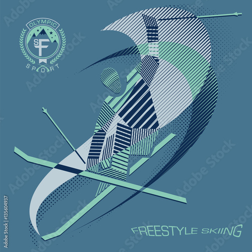 Stripy freestyle skier