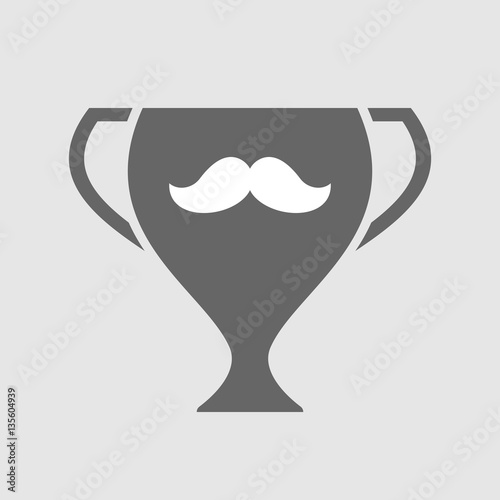Isolated award cup with a moustache