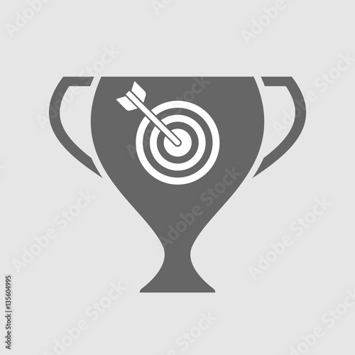 Isolated award cup with a dart board