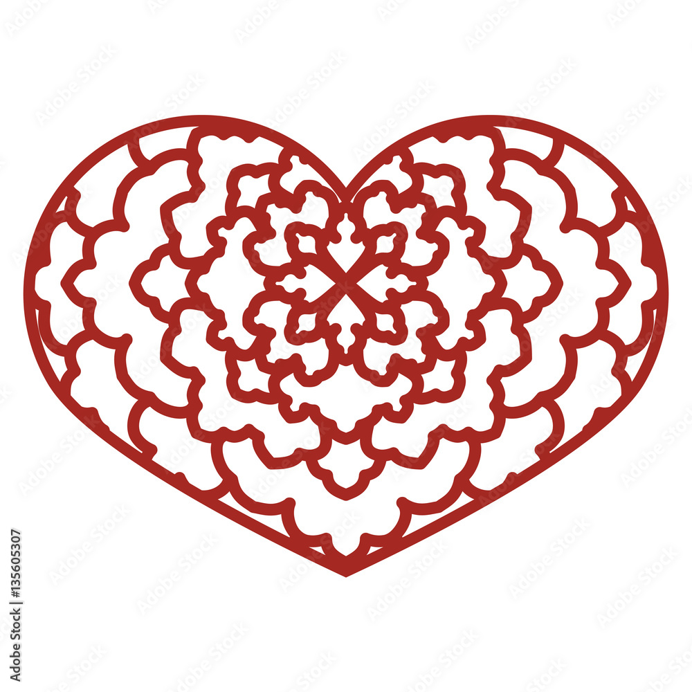 Vector Stencil lacy heart with carved openwork pattern. Template Vector Stencil lacy heart with carved openwork pattern. Template