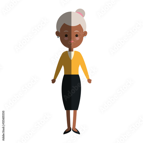 old woman cartoon icon over white background. colorful design. vector illustration