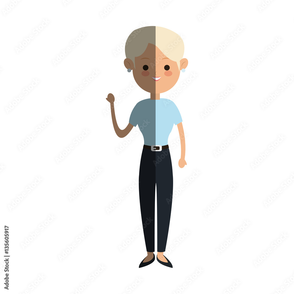 old woman cartoon icon over white background. colorful design. vector illustration