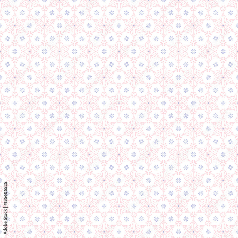 Seamless color floral pattern. Swatch is included in vector file. 