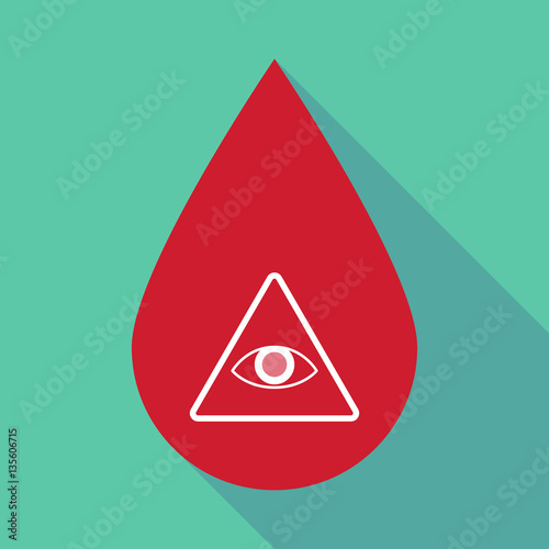 Long shadow blood drop with an all seeing eye