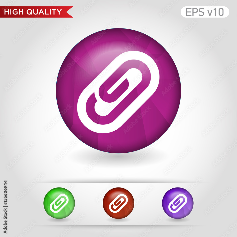 Clip icon. Button with clip icon. Modern vector. Clip icon. Button with clip icon. Modern vector.