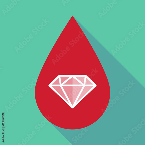 Long shadow blood drop with a diamond