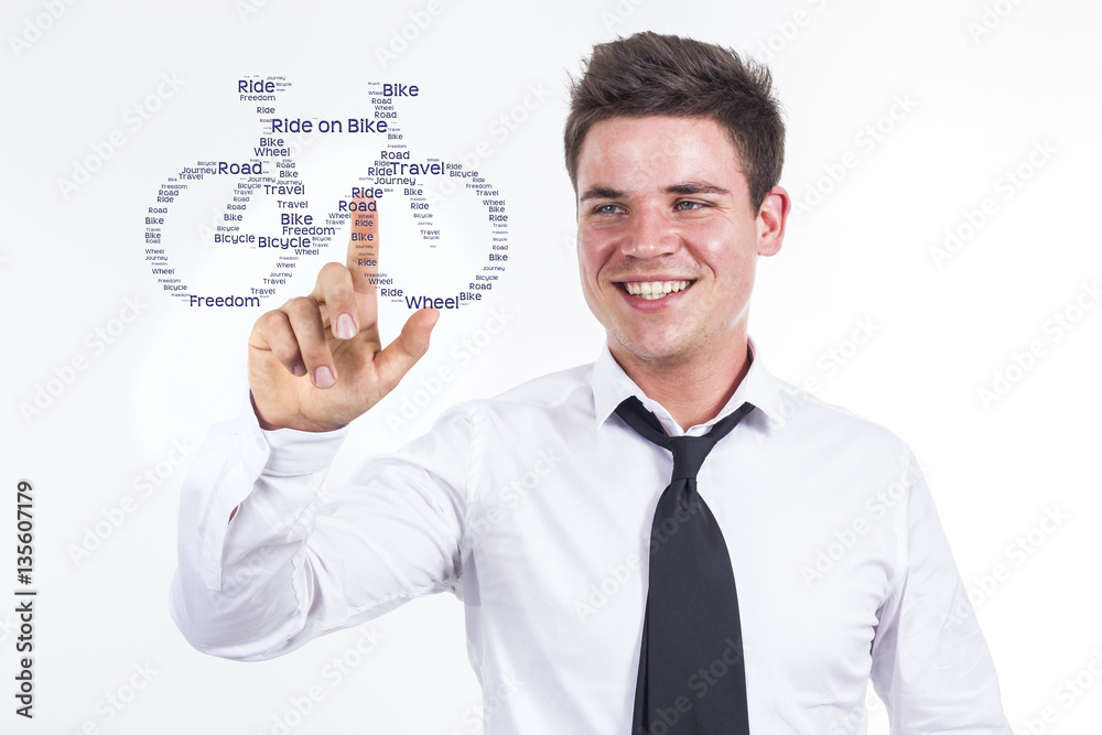 Young businessman touching Young businessman touching